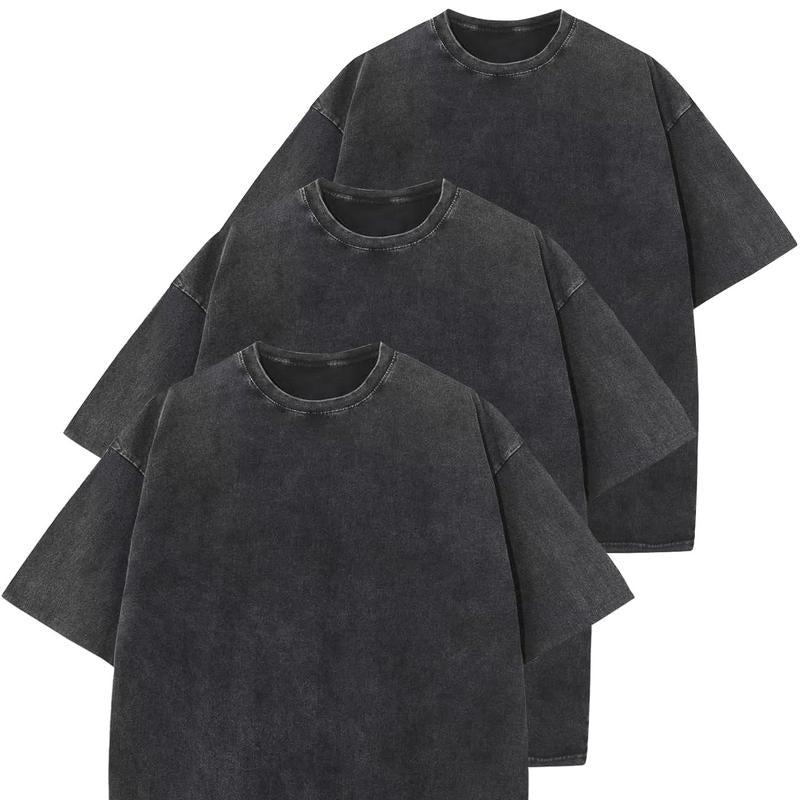 Men’S T Shirts Retro Washed Loose-Fit Cotton T-Shirt – Casual & Sporty, Comfy Everyday Tee for Men & Women