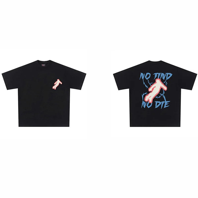 Men'S T-Shirt Cotton Hip Hop Y2K Streetwear Graphic Loose Short Sleeve Black Oversized Tees Pulovers Harajuku Aesthetic Clothing