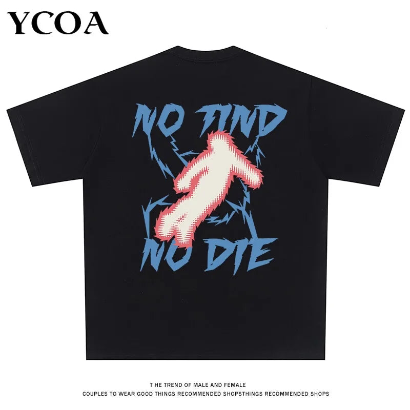 Men'S T-Shirt Cotton Hip Hop Y2K Streetwear Graphic Loose Short Sleeve Black Oversized Tees Pulovers Harajuku Aesthetic Clothing