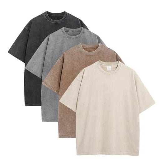 4 Pack Oversized Tshirts for Men Gym Vintage Heavyweight T Shirts Cotton Workout Acid Wash Baggy Tees