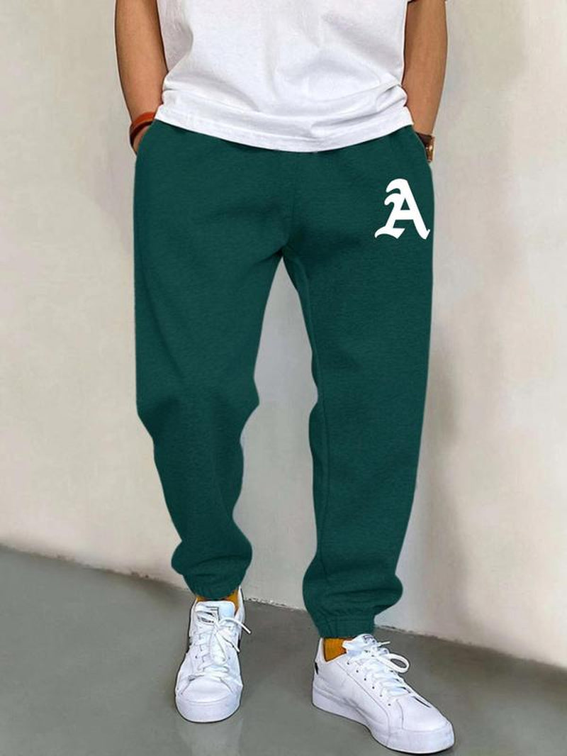 Men'S Letter Print Pocket Sweatpants, Boyfriend Gifts, Regular Fit Casual Drawstring Jogger Pants, Pants for Men, Pro Club Sweatpants, Pants for Men, Comfy Menswear, Men Streetwear Clothing