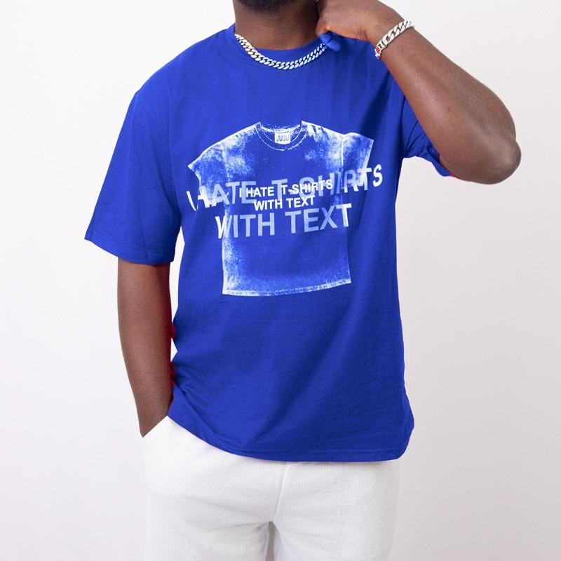 Men'S Heavyweight Cotton Graphictshirt, Casual Roundneck Short Sleeve Tee, Trendy Summerclothes for Daily